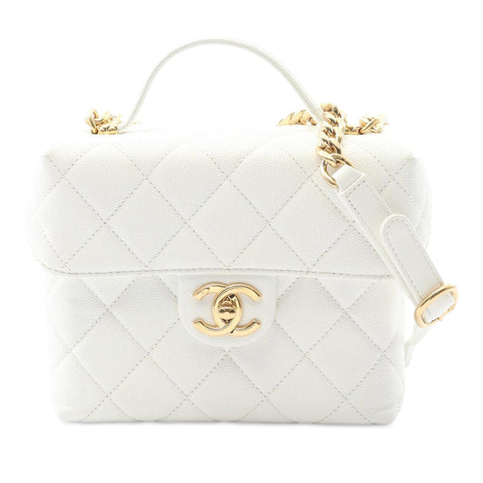 Chanel Quilted Caviar Handy Box Vanity Case with Chain