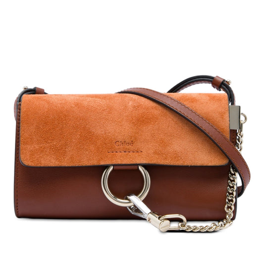 Chloé Mini Calfskin and Suede Faye Chain Crossbody