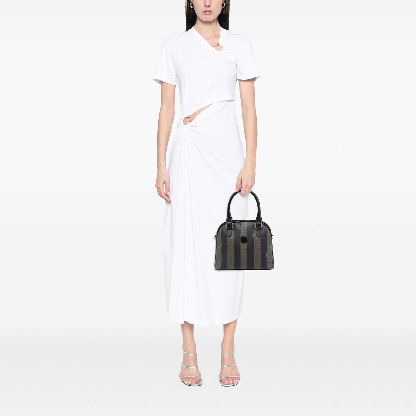 Fendi Pequin Coated Canvas Dome Satchel