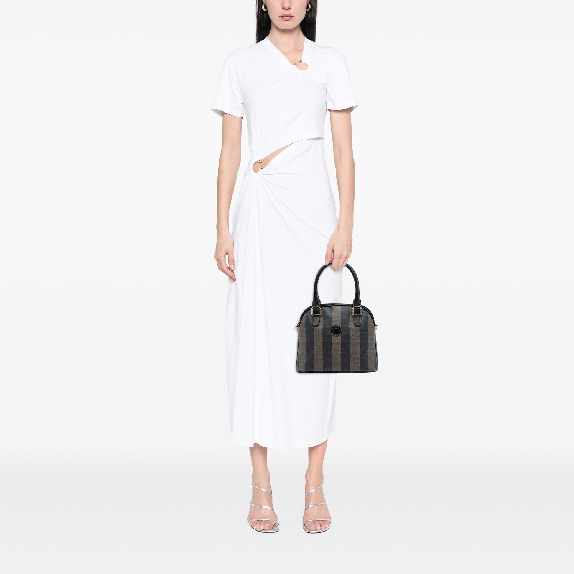 Fendi Pequin Coated Canvas Dome Satchel