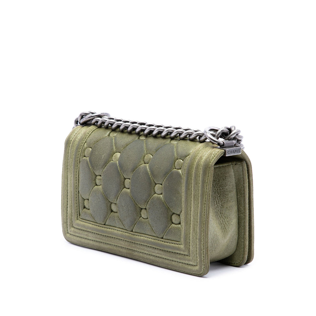Chanel Small Quilted Calfskin Chesterfield Boy Flap — Green