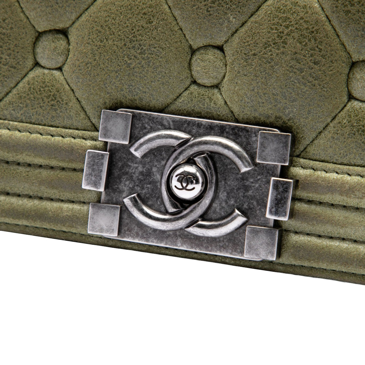 Chanel Small Quilted Calfskin Chesterfield Boy Flap — Green