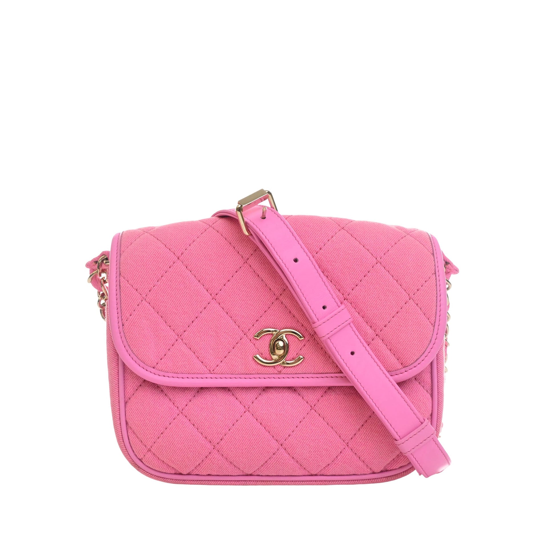 Chanel Small CC Quilted Denim Messenger Flap