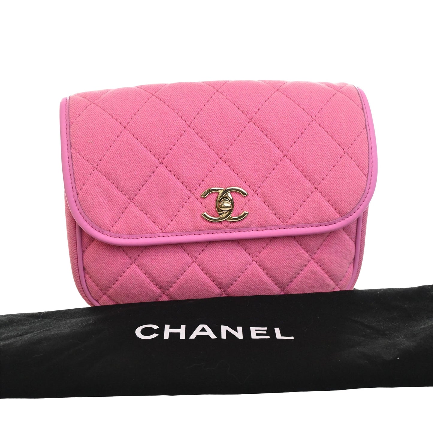 Chanel Small CC Quilted Denim Messenger Flap