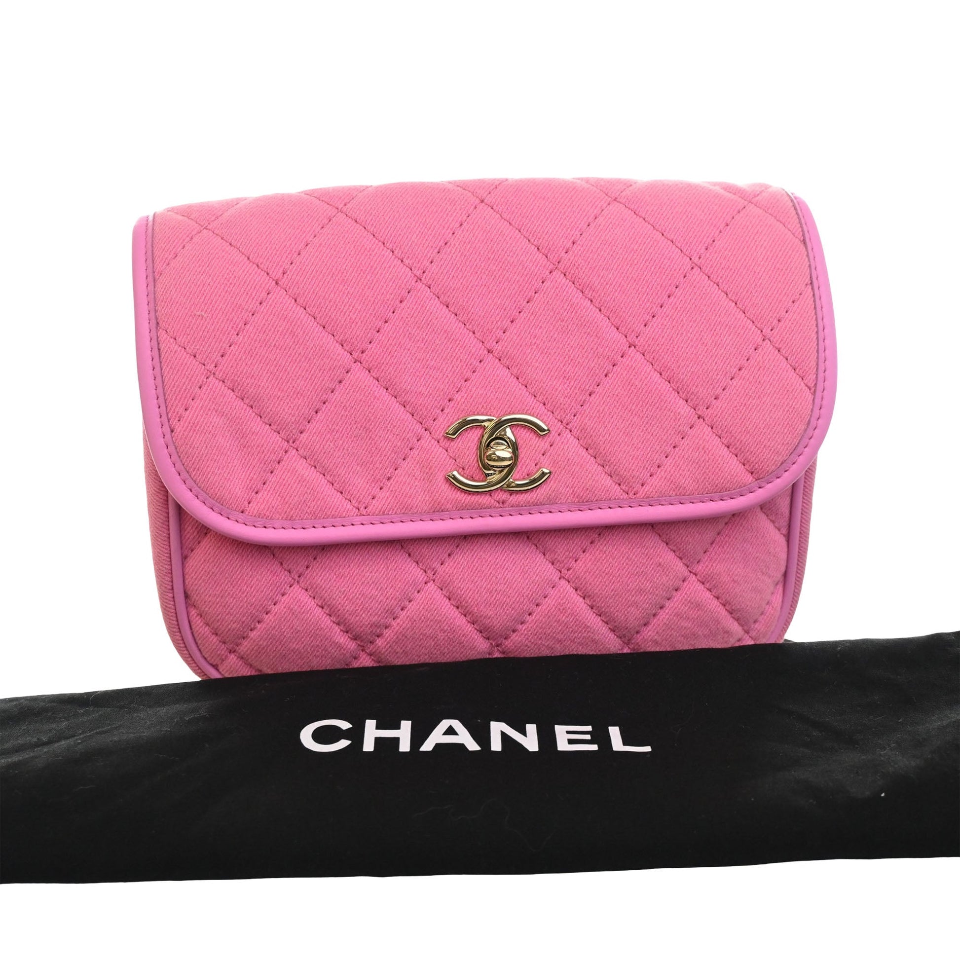 Chanel Small CC Quilted Denim Messenger Flap