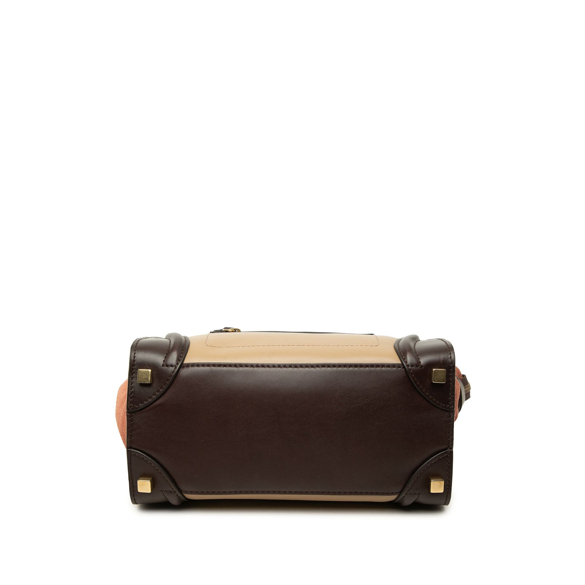 Celine Micro Tricolor Calfskin and Suede Luggage Tote — Beige