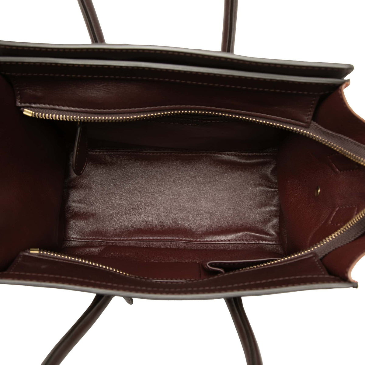 Celine Micro Tricolor Calfskin and Suede Luggage Tote — Beige