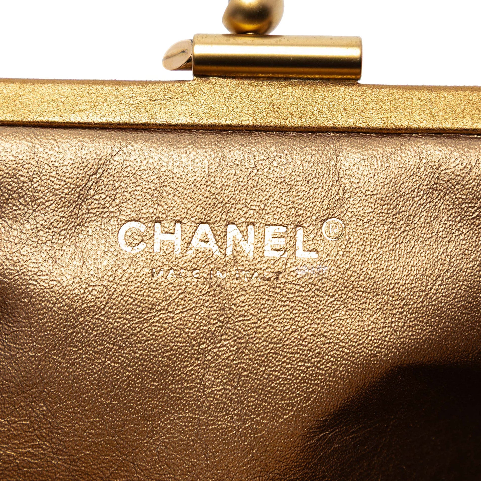Chanel Metallic Crackled Calfskin Monte Carlo Clutch