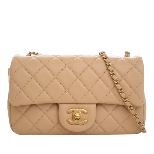 Mini Rectangular Classic Lambskin Pearl Crush Single Flap