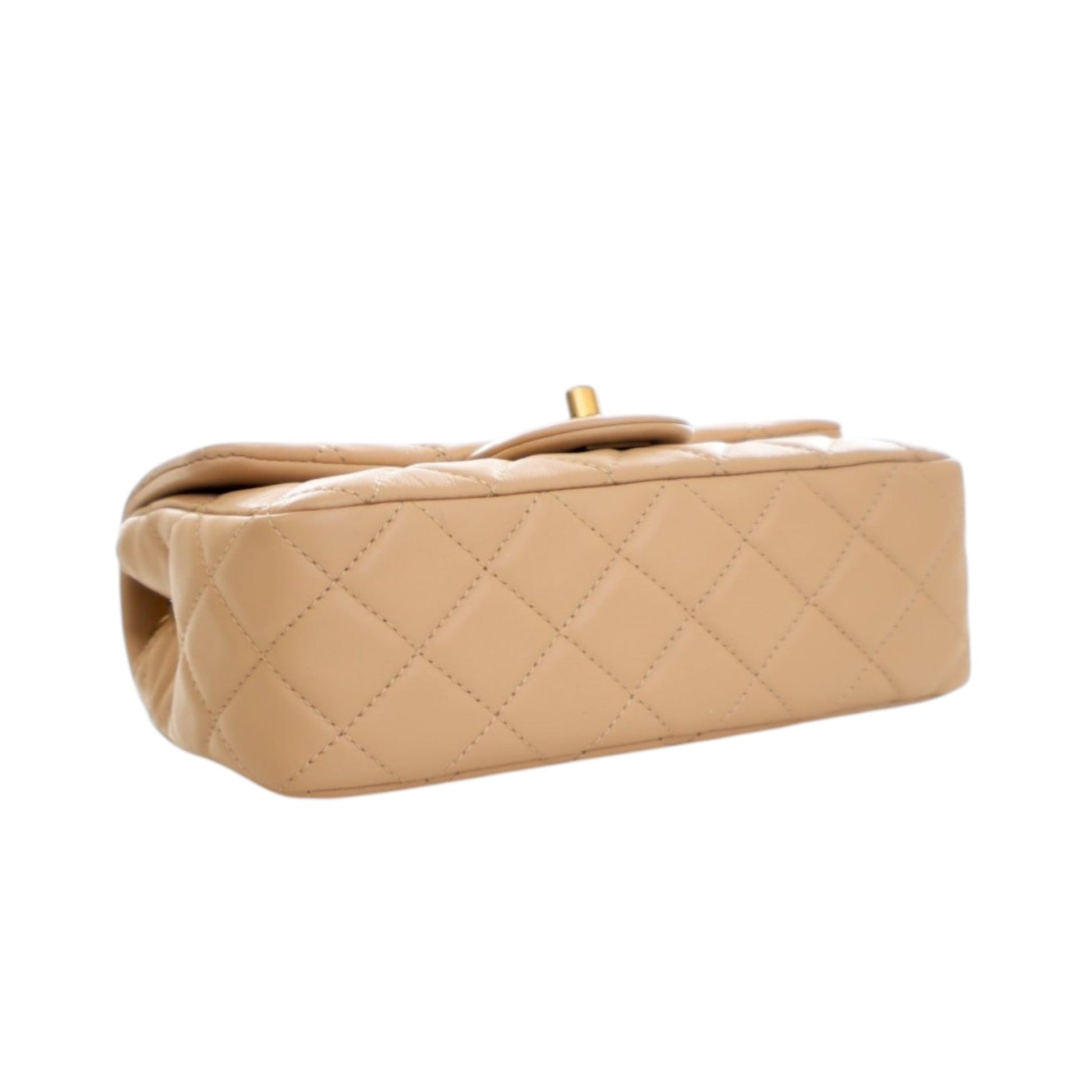 Mini Rectangular Classic Lambskin Pearl Crush Single Flap