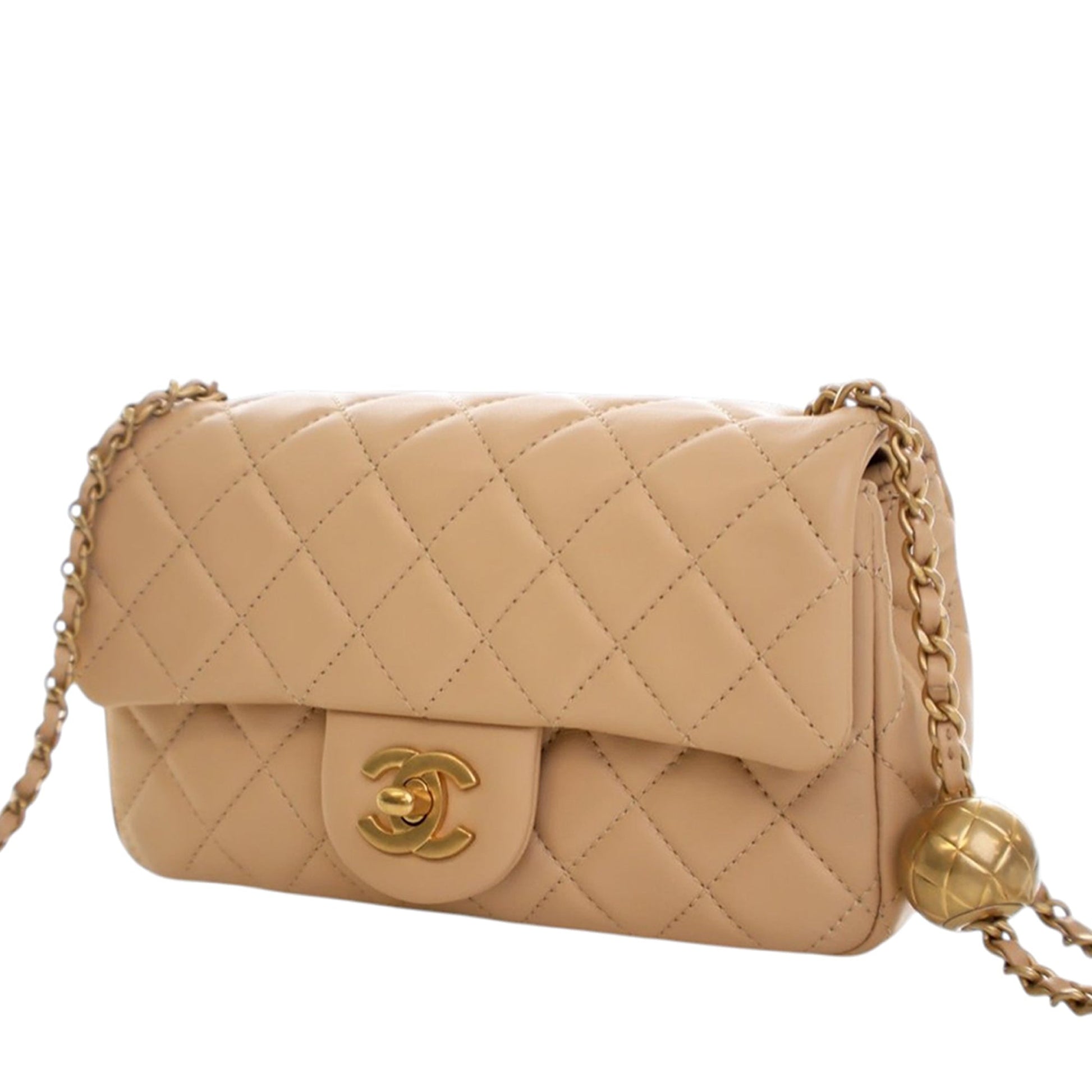 Mini Rectangular Classic Lambskin Pearl Crush Single Flap