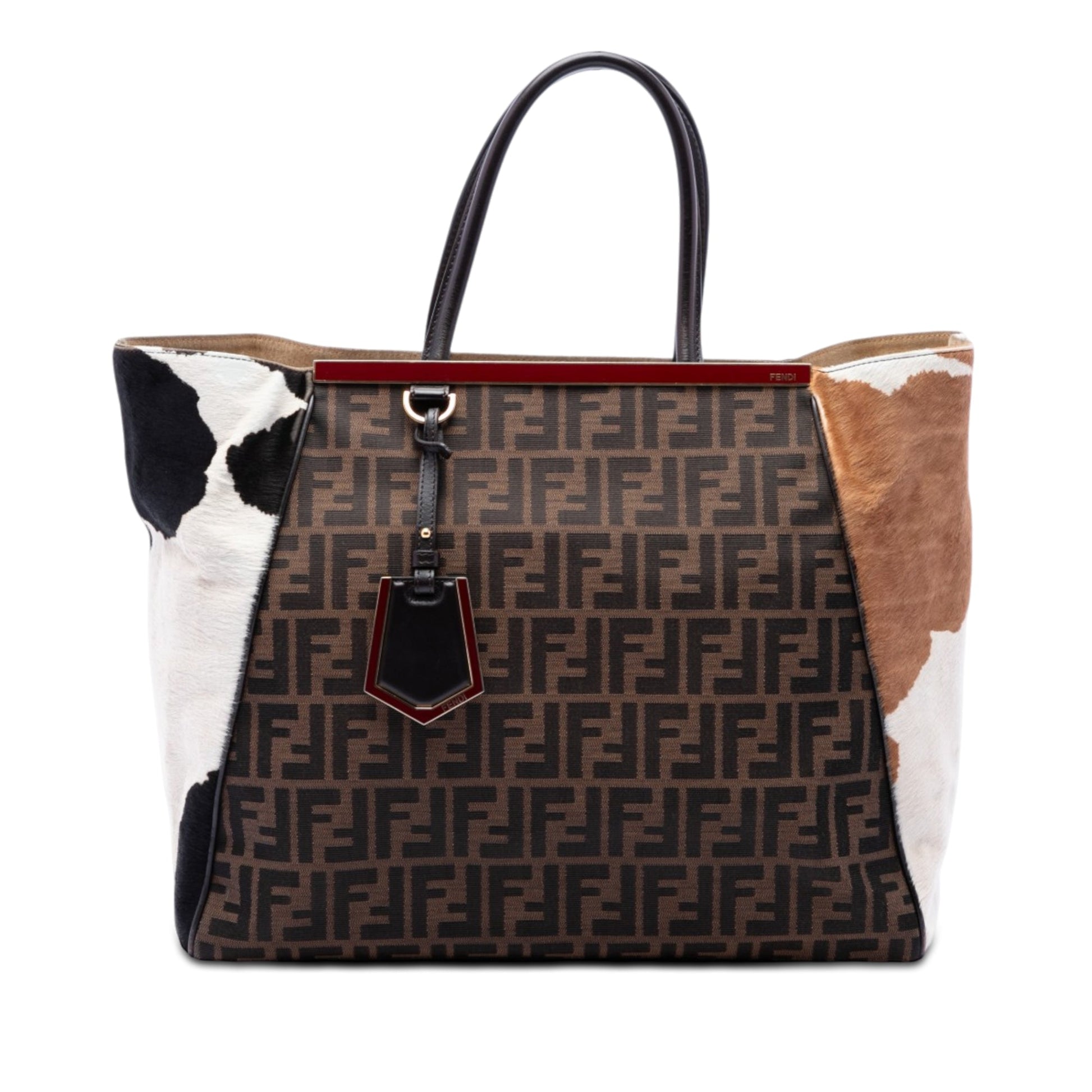 Fendi Large Zucca Canvas Ponyhair 2Jours Tote