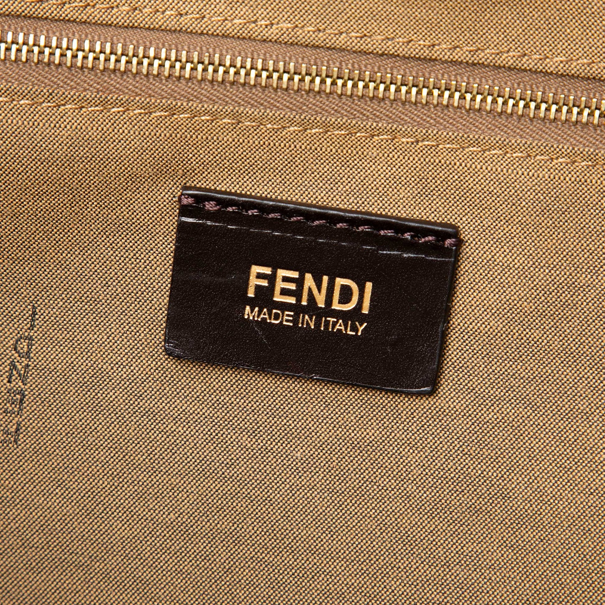 Fendi Large Zucca Canvas Ponyhair 2Jours Tote