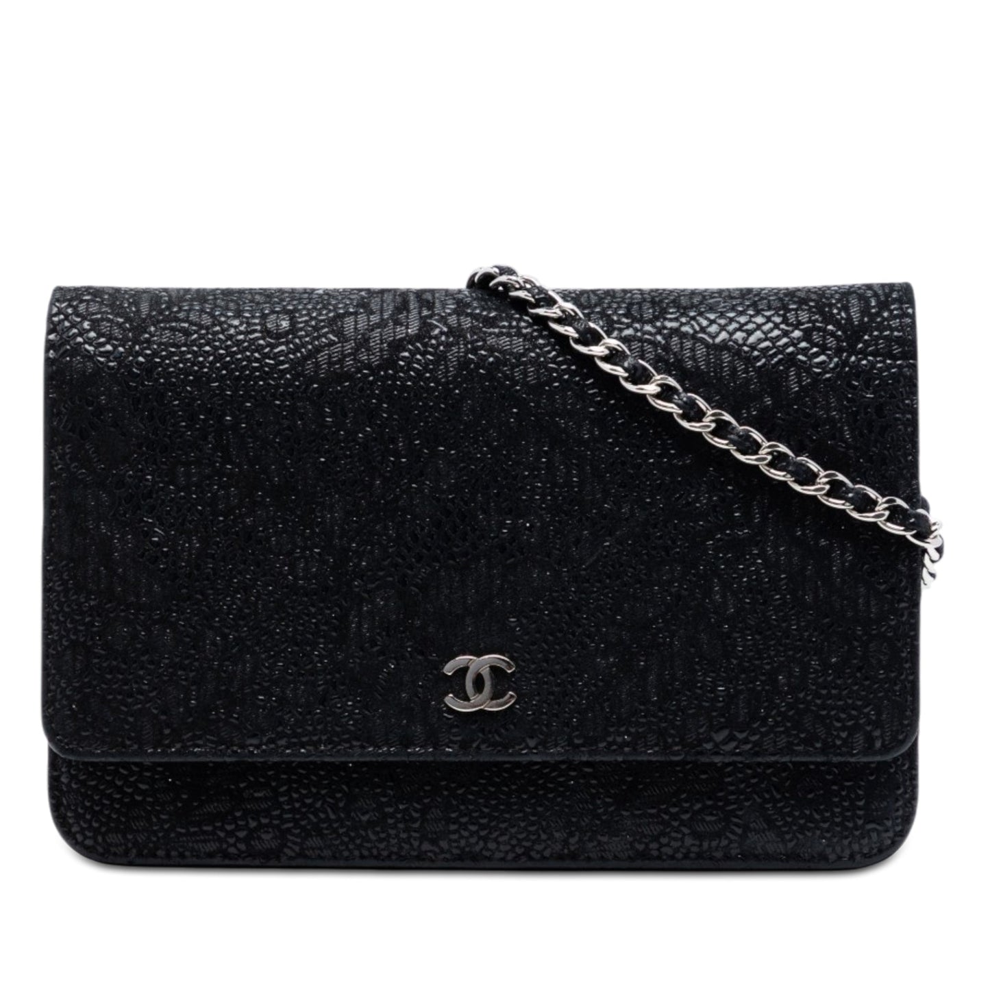 Chanel CC Lace Overlay Goatskin Wallet On Chain