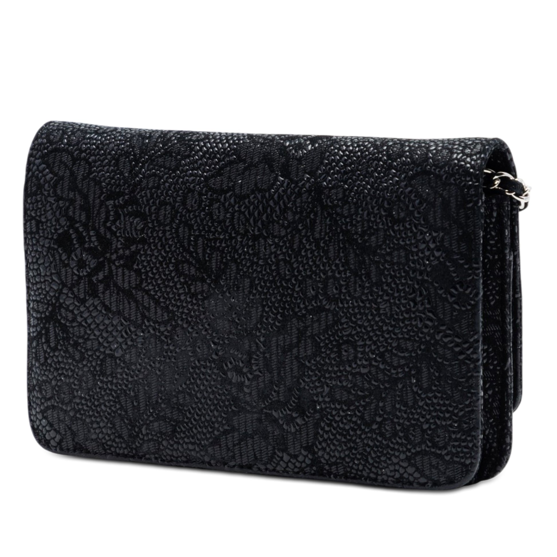 Chanel CC Lace Overlay Goatskin Wallet On Chain