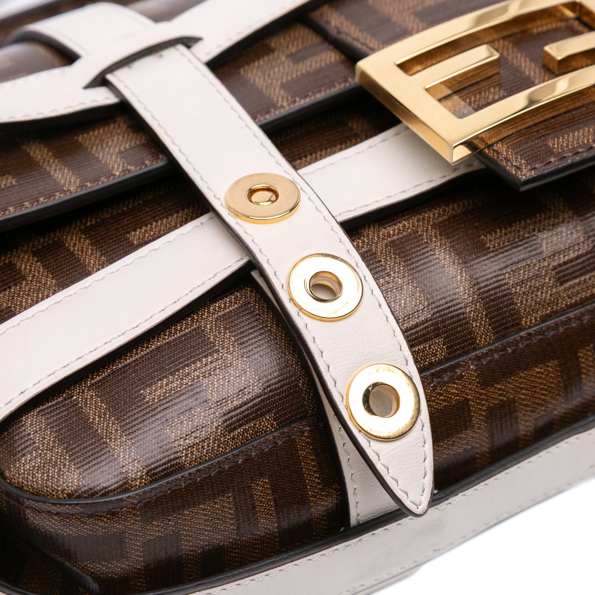Fendi Zucca Glazed Fabric Cage Baguette Satchel