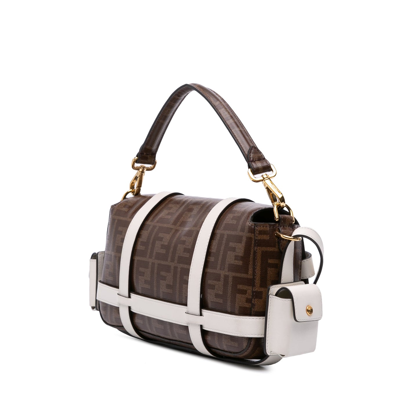 Fendi Zucca Glazed Fabric Cage Baguette Satchel