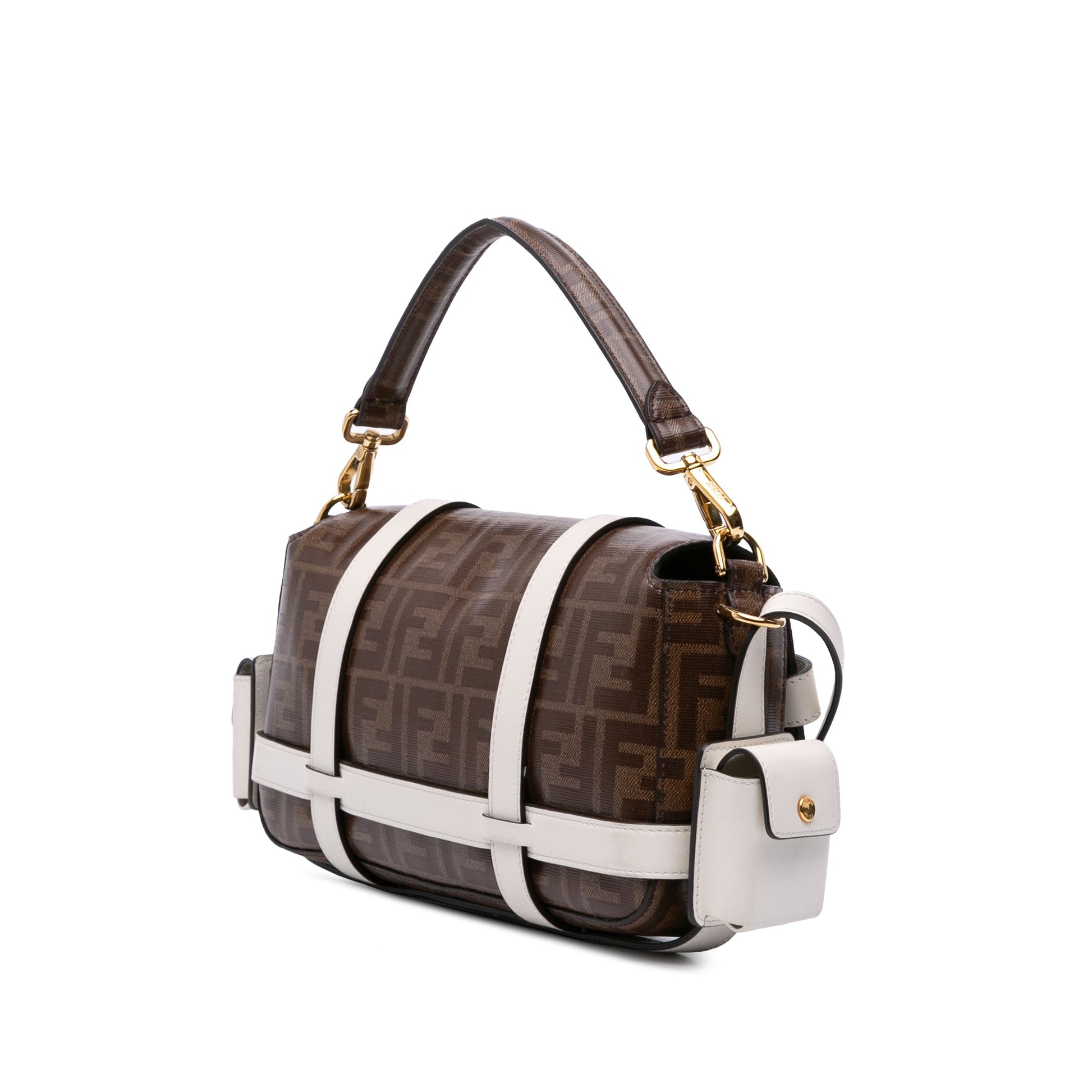 Fendi Zucca Glazed Fabric Cage Baguette Satchel