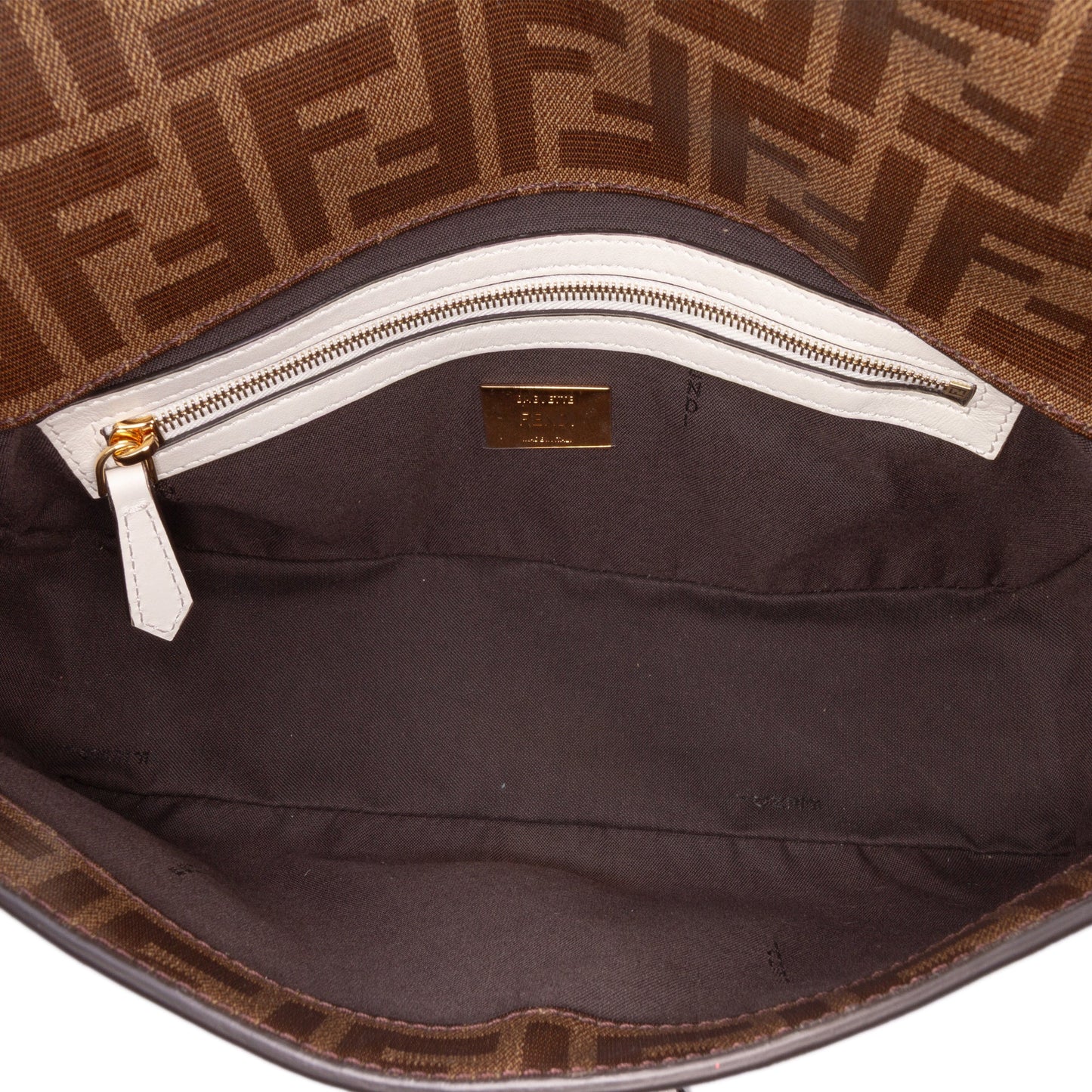 Fendi Zucca Glazed Fabric Cage Baguette Satchel