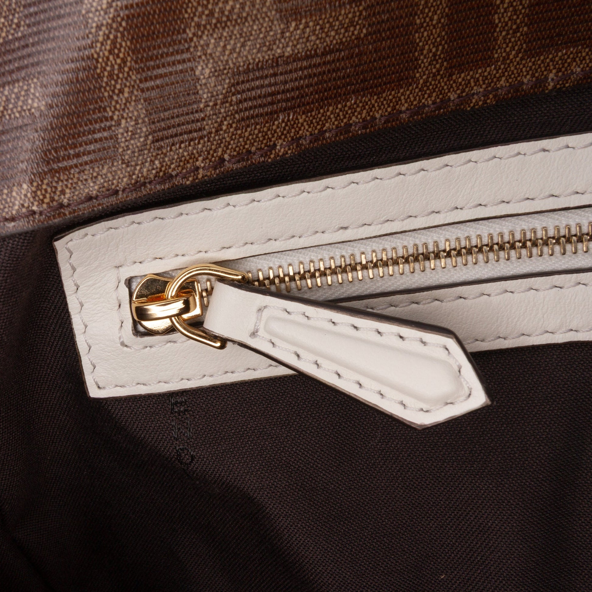 Fendi Zucca Glazed Fabric Cage Baguette Satchel