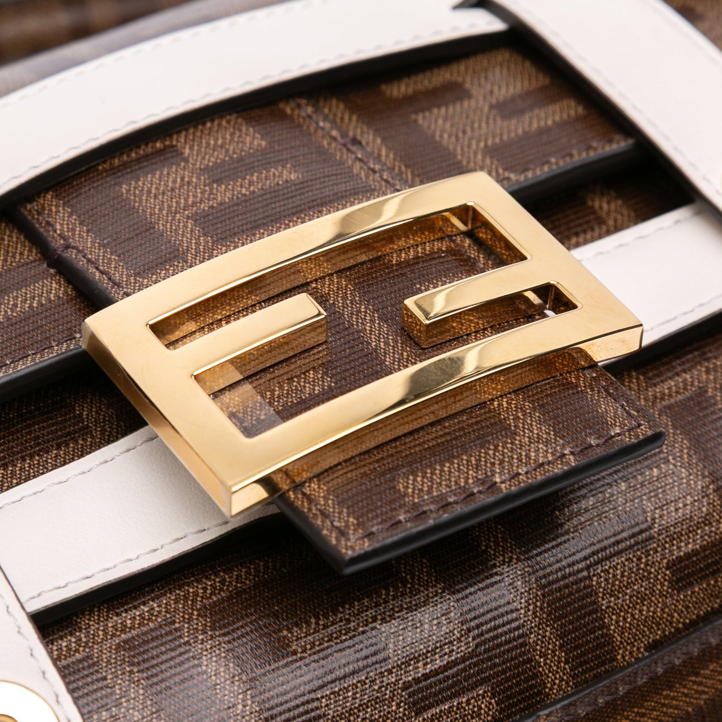Fendi Zucca Glazed Fabric Cage Baguette Satchel