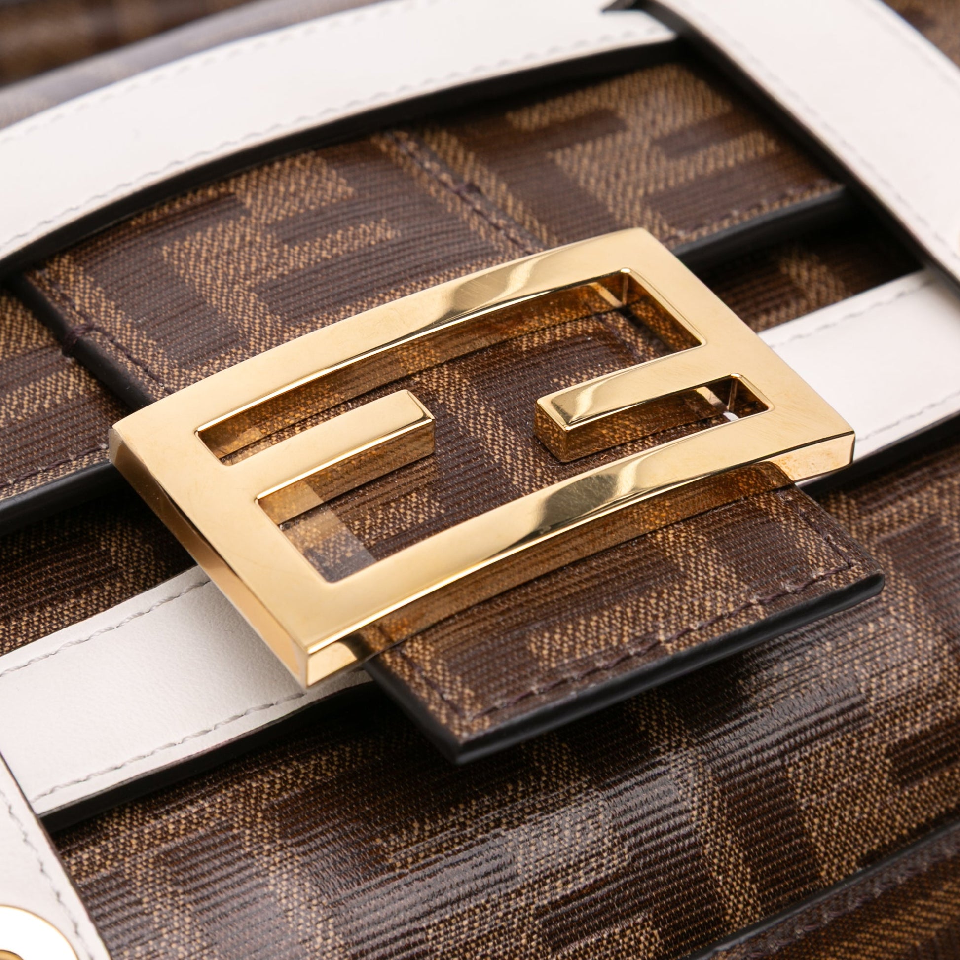Fendi Zucca Glazed Fabric Cage Baguette Satchel