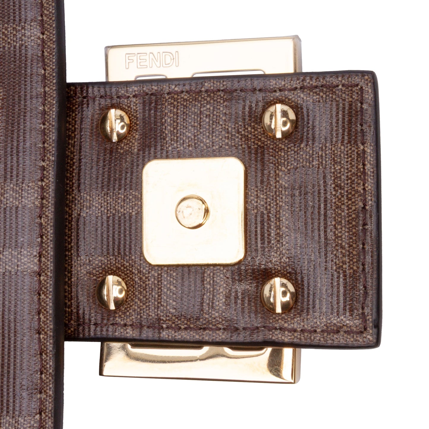 Fendi Zucca Glazed Fabric Cage Baguette Satchel