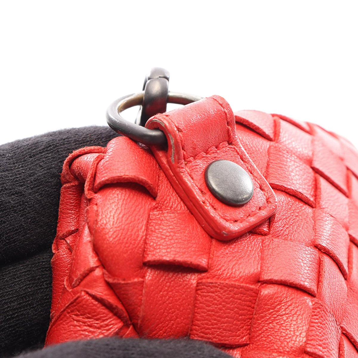 Bottega Veneta Mini Nappa Intrecciato Expandable Chain Crossbody — Red