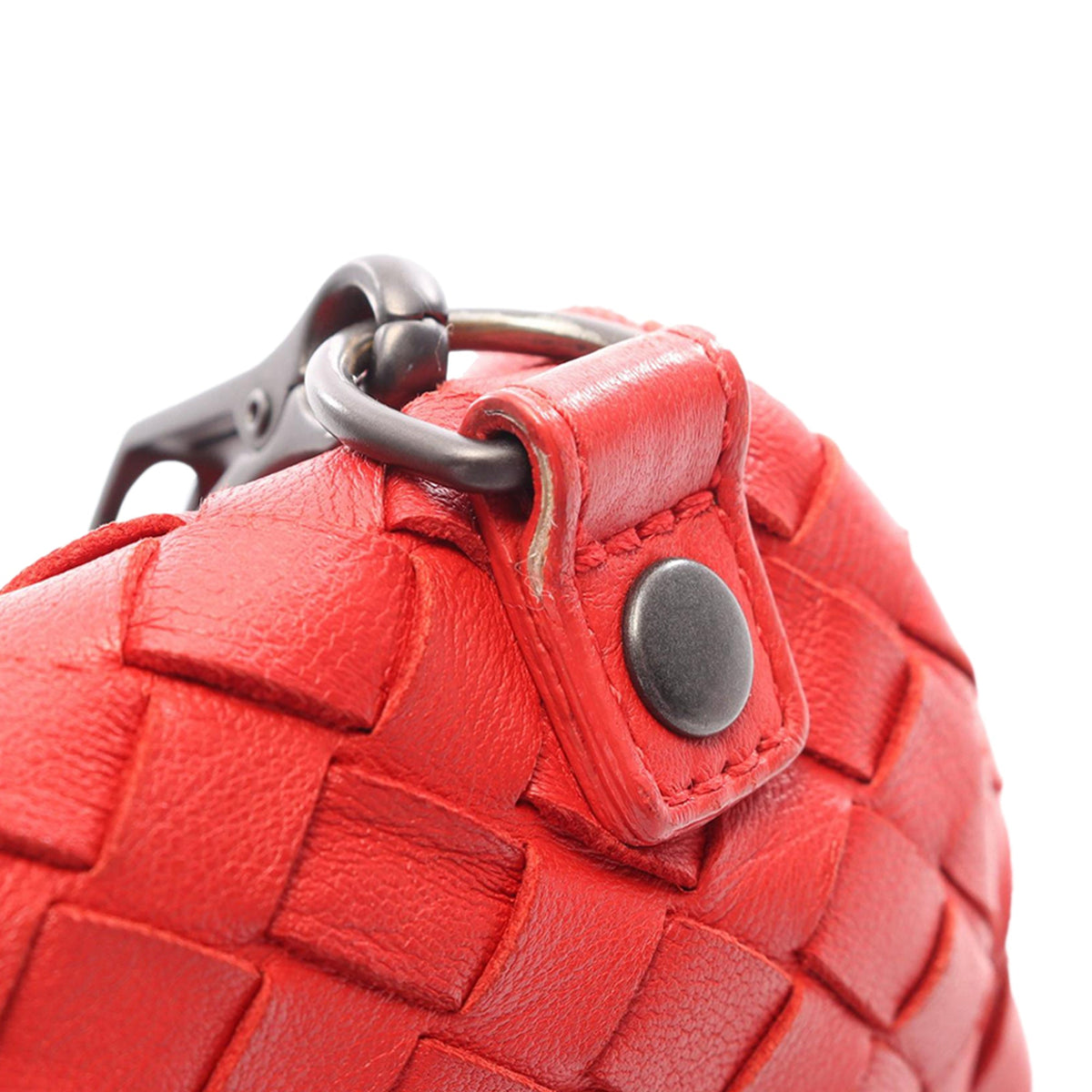 Bottega Veneta Mini Nappa Intrecciato Expandable Chain Crossbody — Red