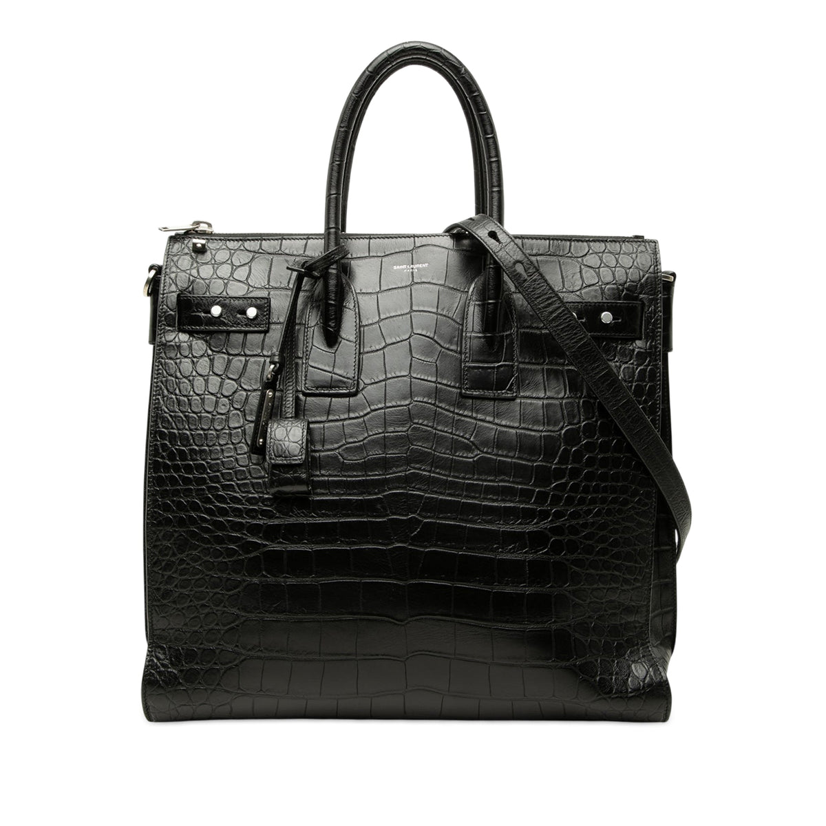 Saint Laurent Croc Embossed Sac de Jour Souple Zip North South Tote