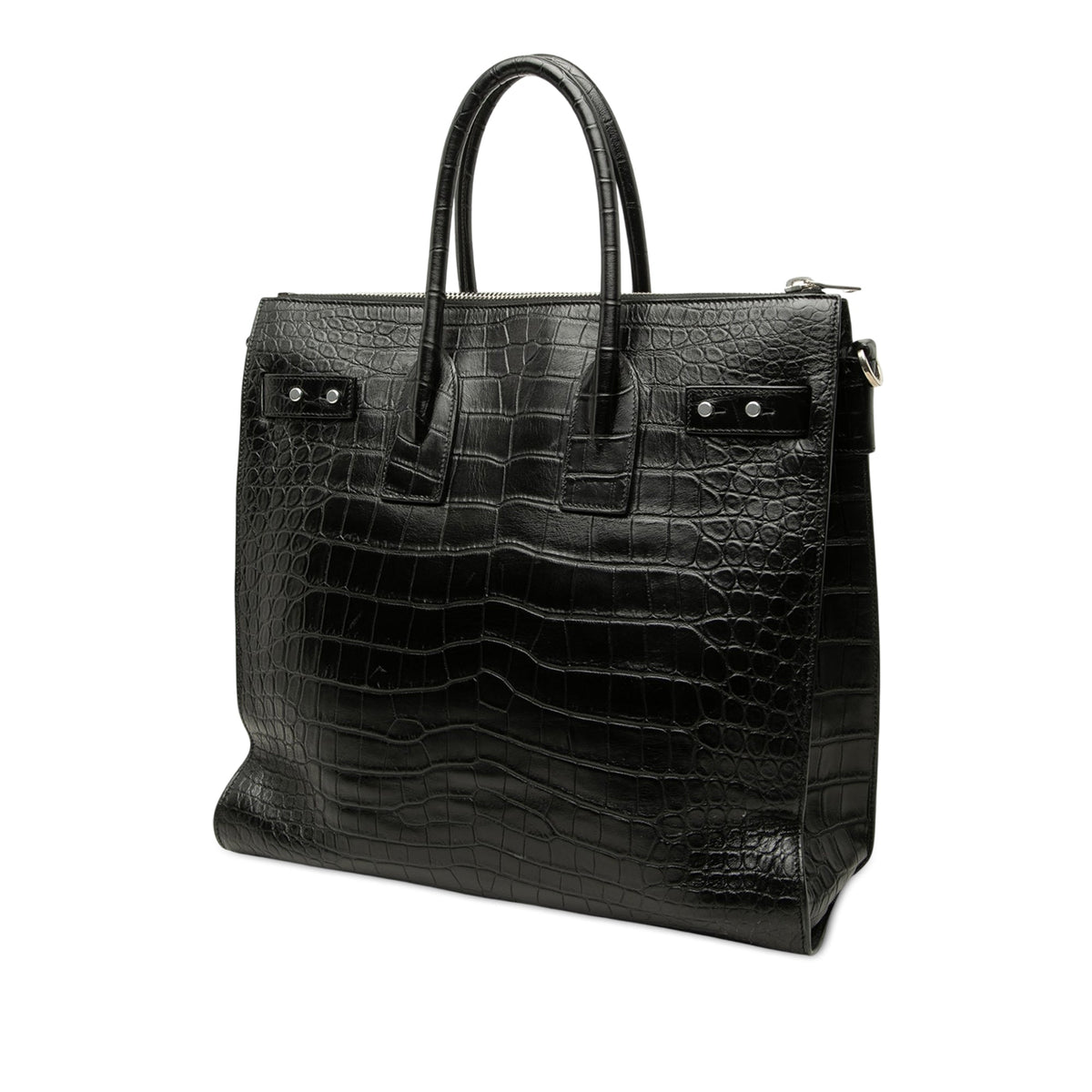 Saint Laurent Croc Embossed Sac de Jour Souple Zip North South Tote
