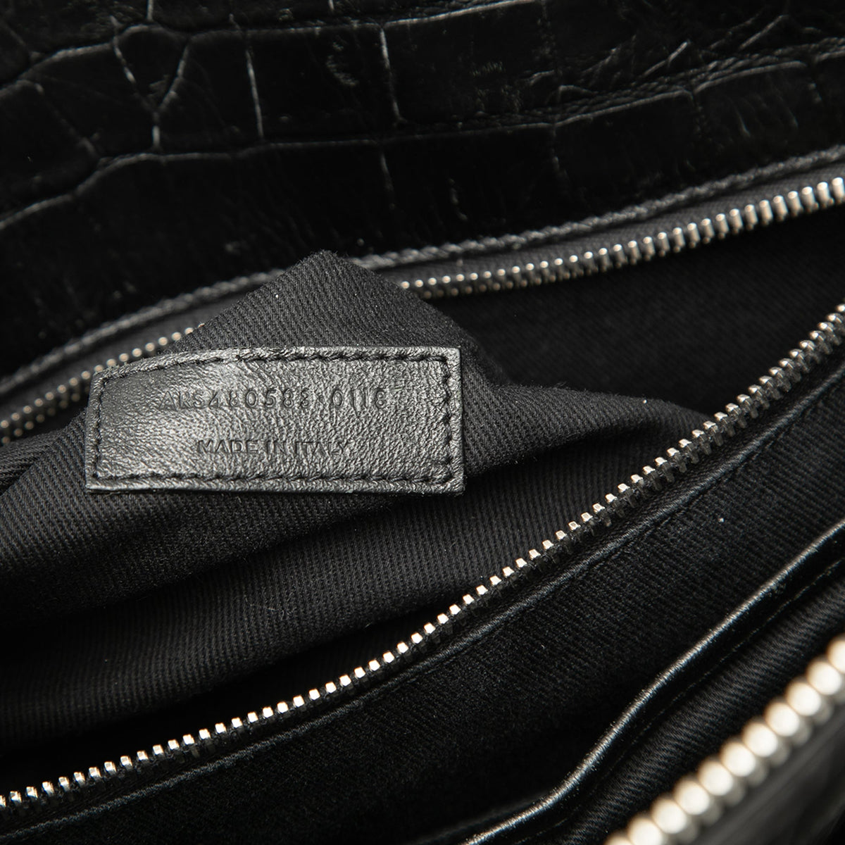 Saint Laurent Croc Embossed Sac de Jour Souple Zip North South Tote