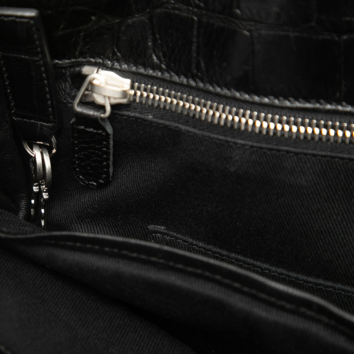 Saint Laurent Croc Embossed Sac de Jour Souple Zip North South Tote