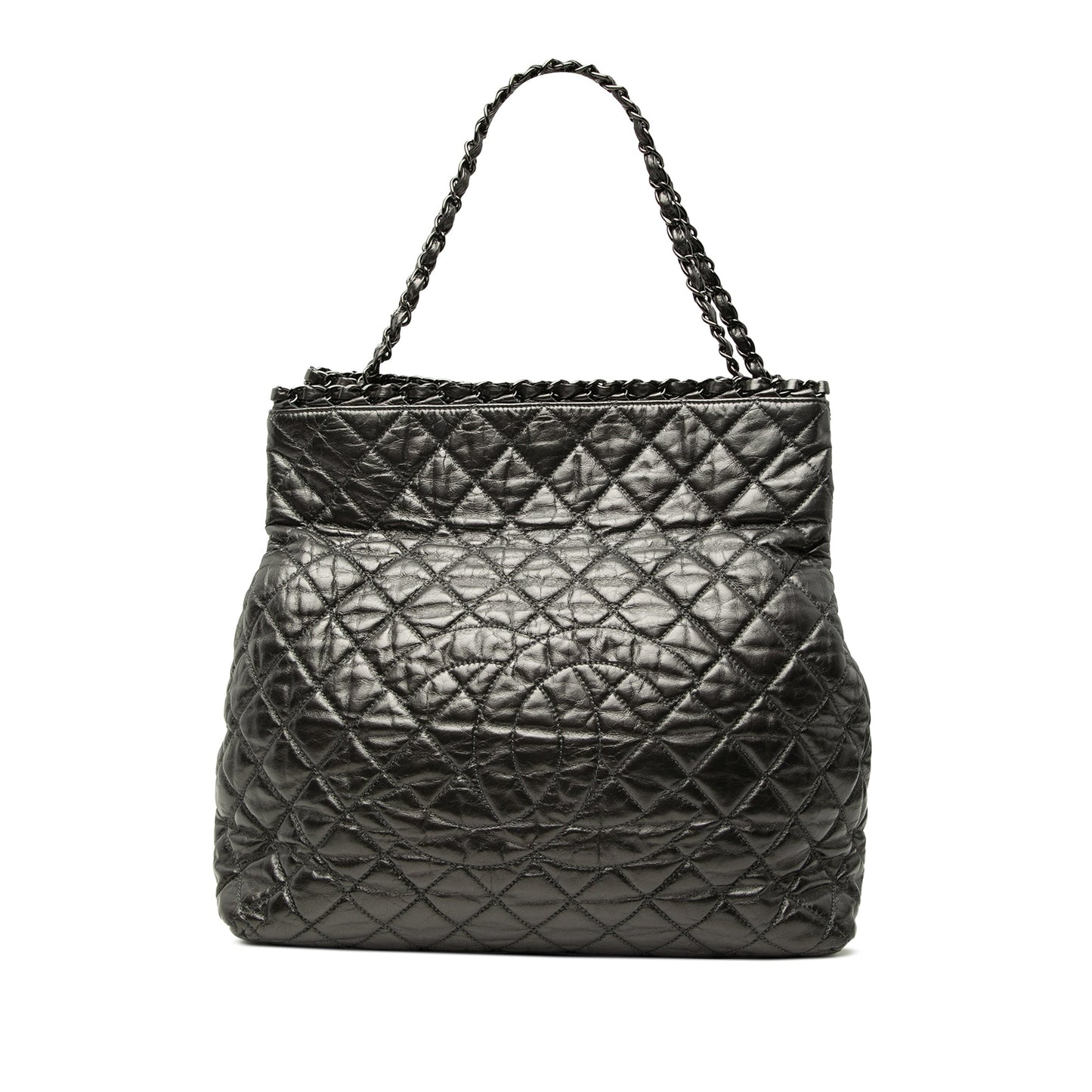 Chanel Large Glazed Calfskin Quilted Chain Me Tote