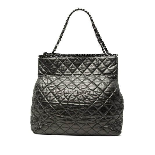 Chanel Large Glazed Calfskin Quilted Chain Me Tote