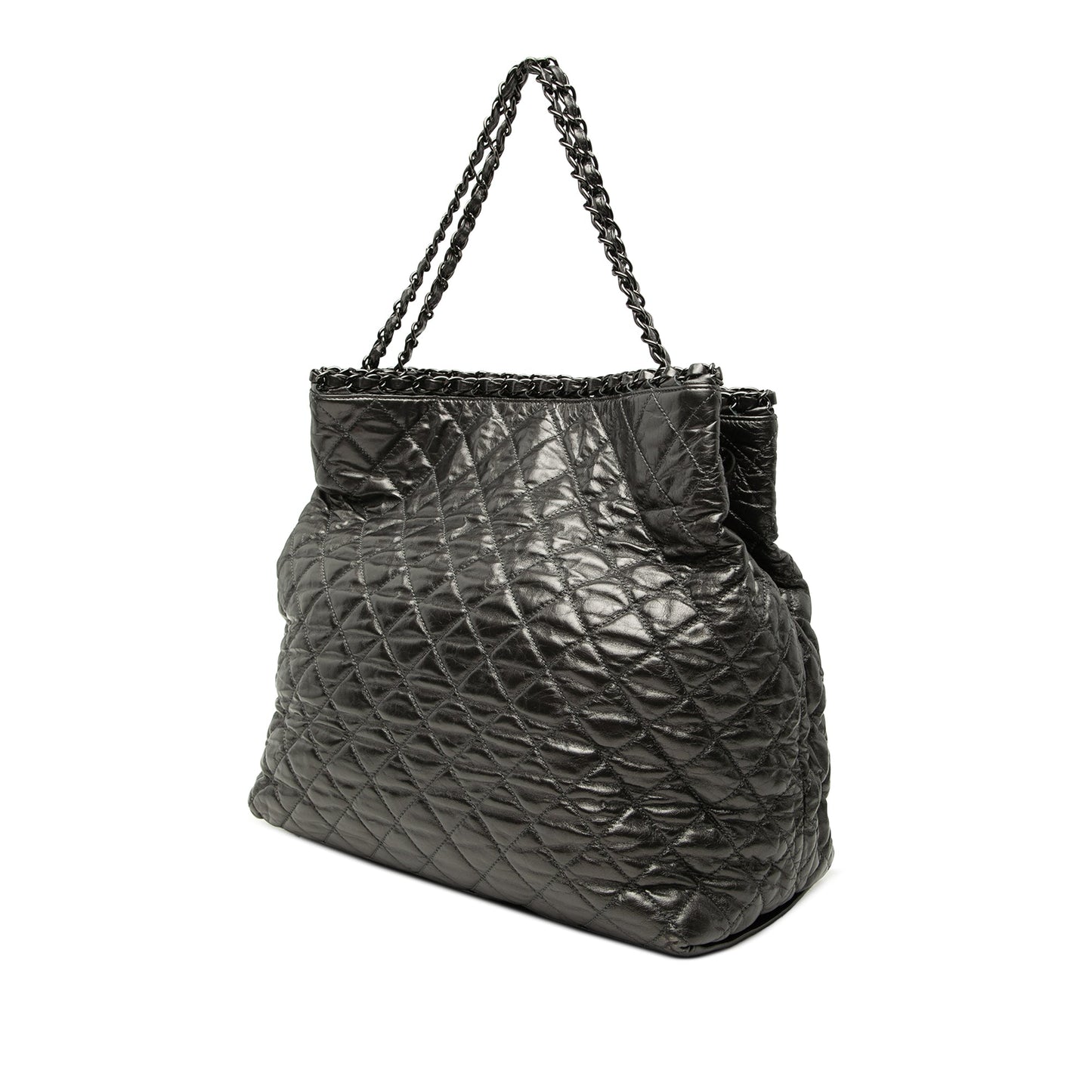 Chanel Large Glazed Calfskin Quilted Chain Me Tote