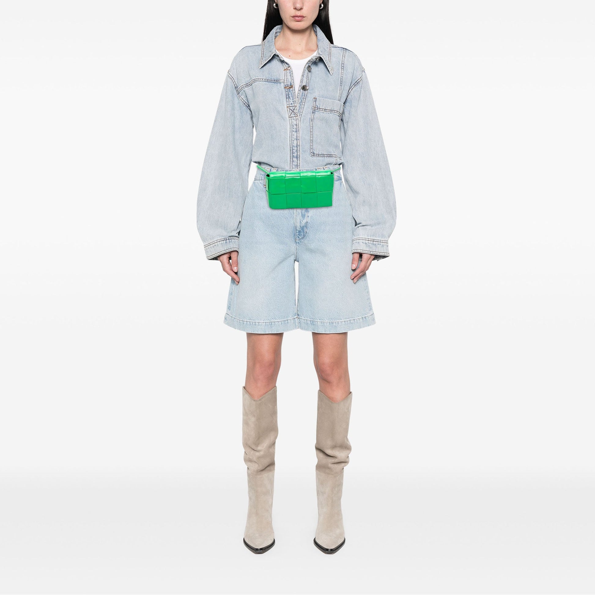 Bottega Veneta Mini Paper Calfskin Intrecciato Cassette Belt Bag