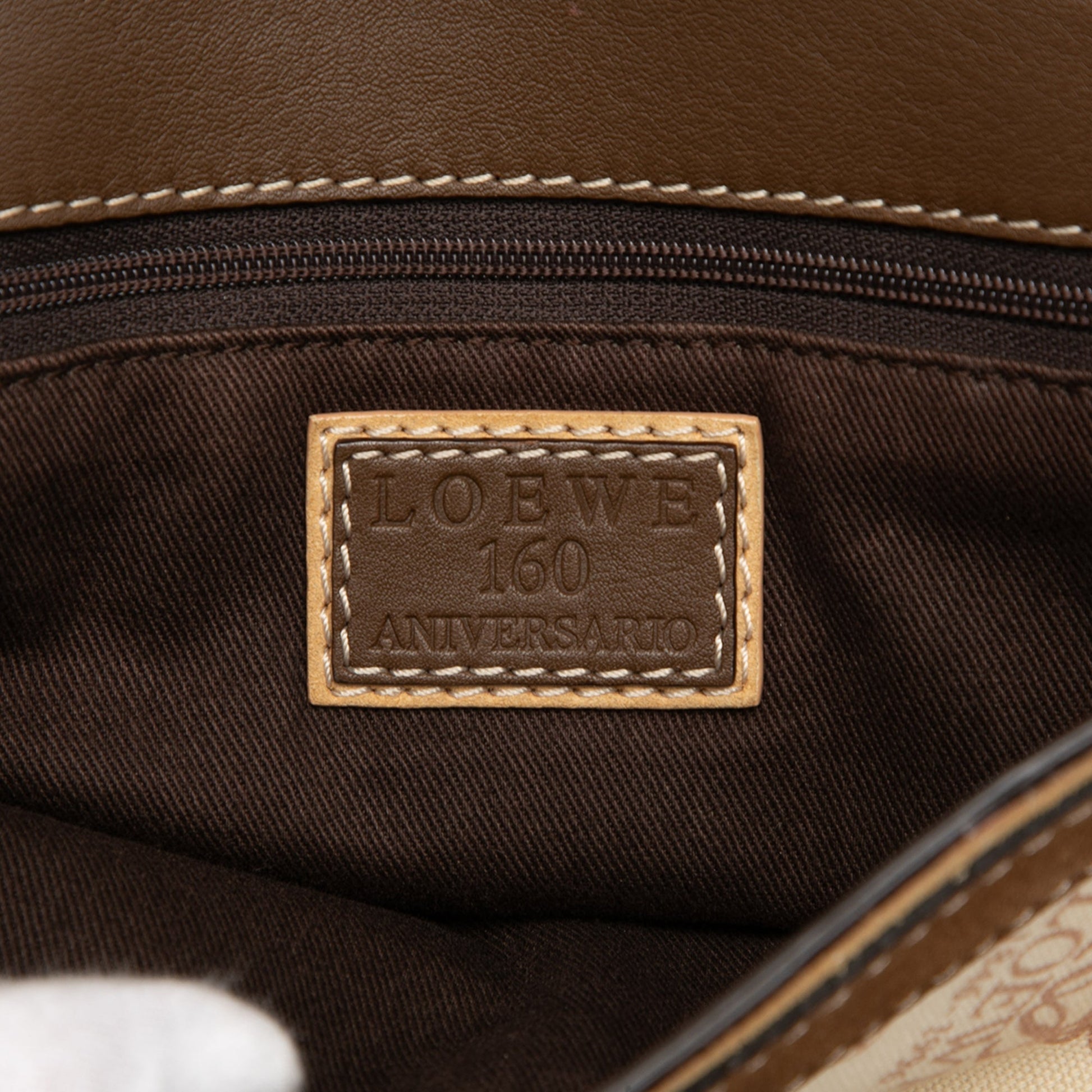 LOEWE 160th Anniversary Suede Trimmed Canvas Flap Shoulder Bag