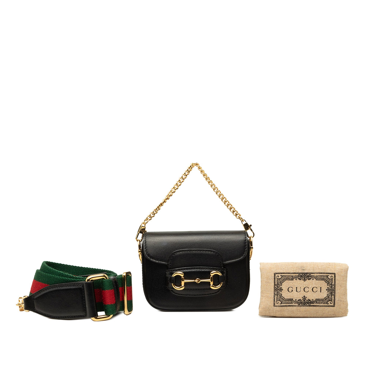 Gucci Mini Calfskin Web Horsebit 1955 Satchel — Black