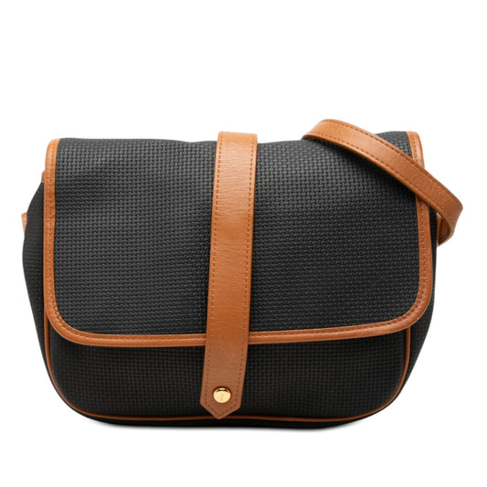 Saint Laurent Leather Trimmed Coated Canvas Crossbody — Black