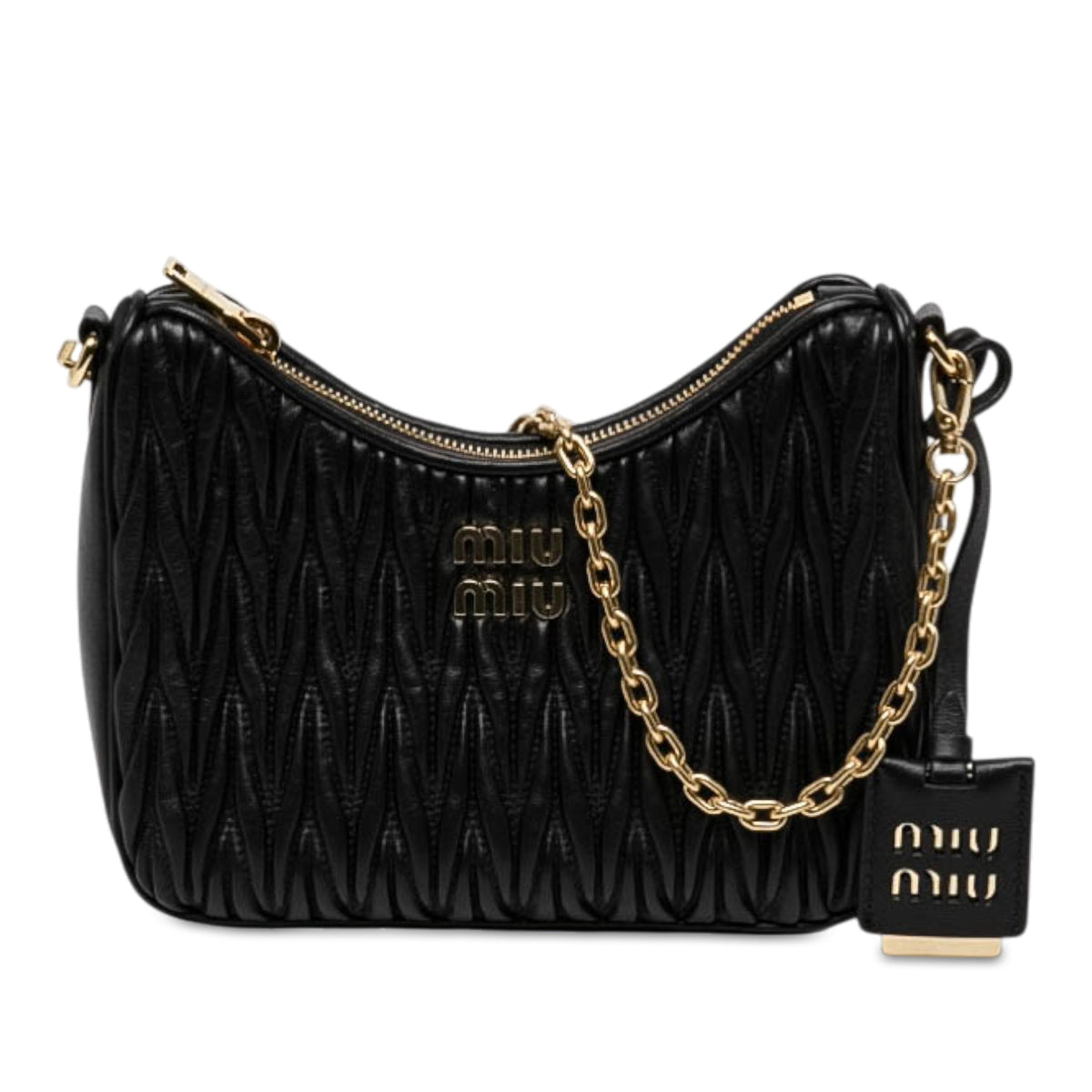 Miu Miu Matelasse Nappa Satchel — Black