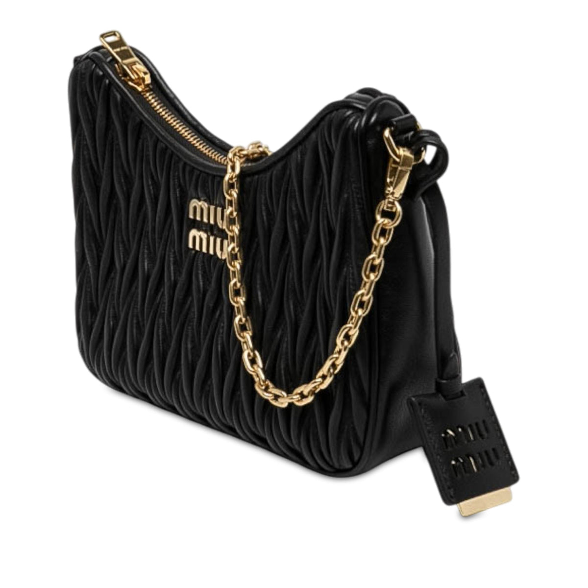 Miu Miu Matelasse Nappa Satchel — Black
