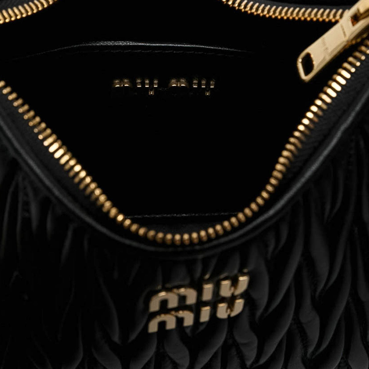 Miu Miu Matelasse Nappa Satchel — Black