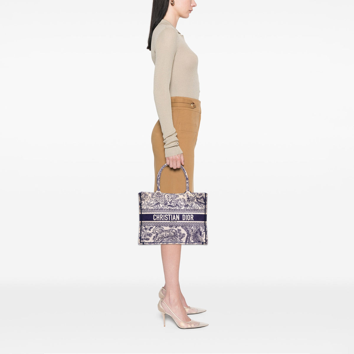 Dior Medium Canvas Embroidered Dioriviera Toile De Jouy Book Tote