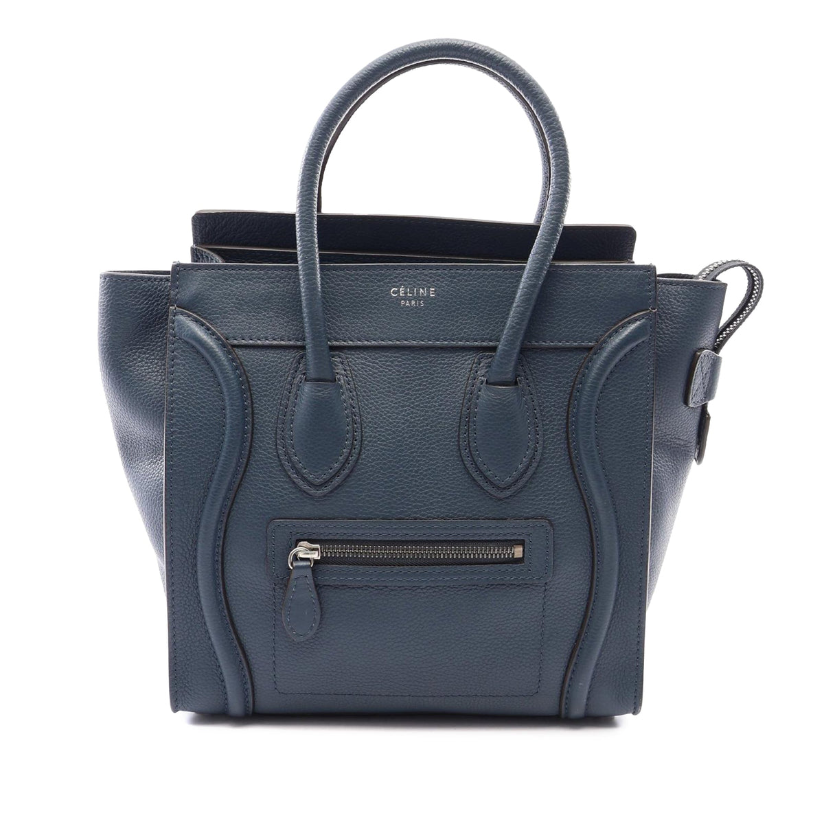Celine Micro Leather Luggage Tote — Blue