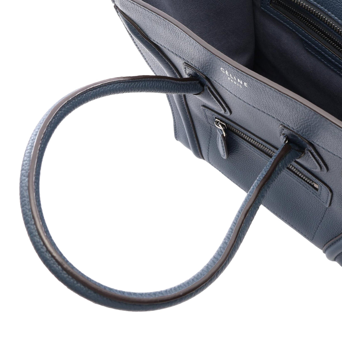 Celine Micro Leather Luggage Tote — Blue
