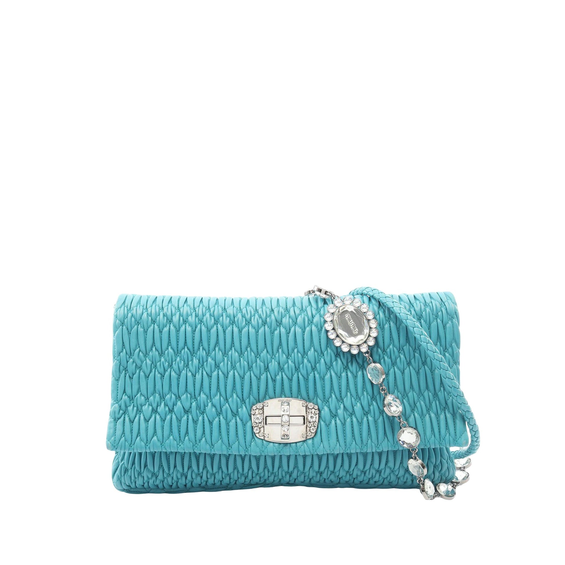 Miu Miu Matelasse Nappa Crystal Chain Satchel