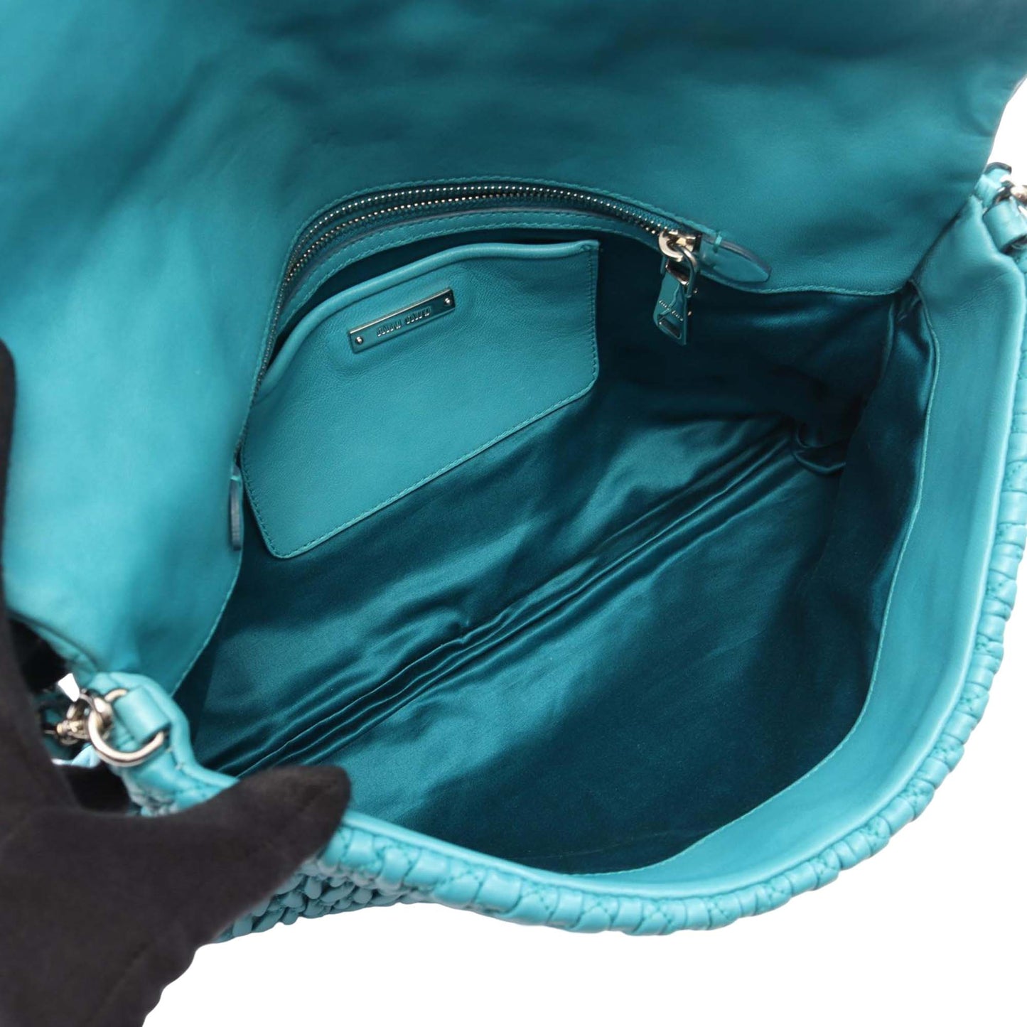Miu Miu Matelasse Nappa Crystal Chain Satchel