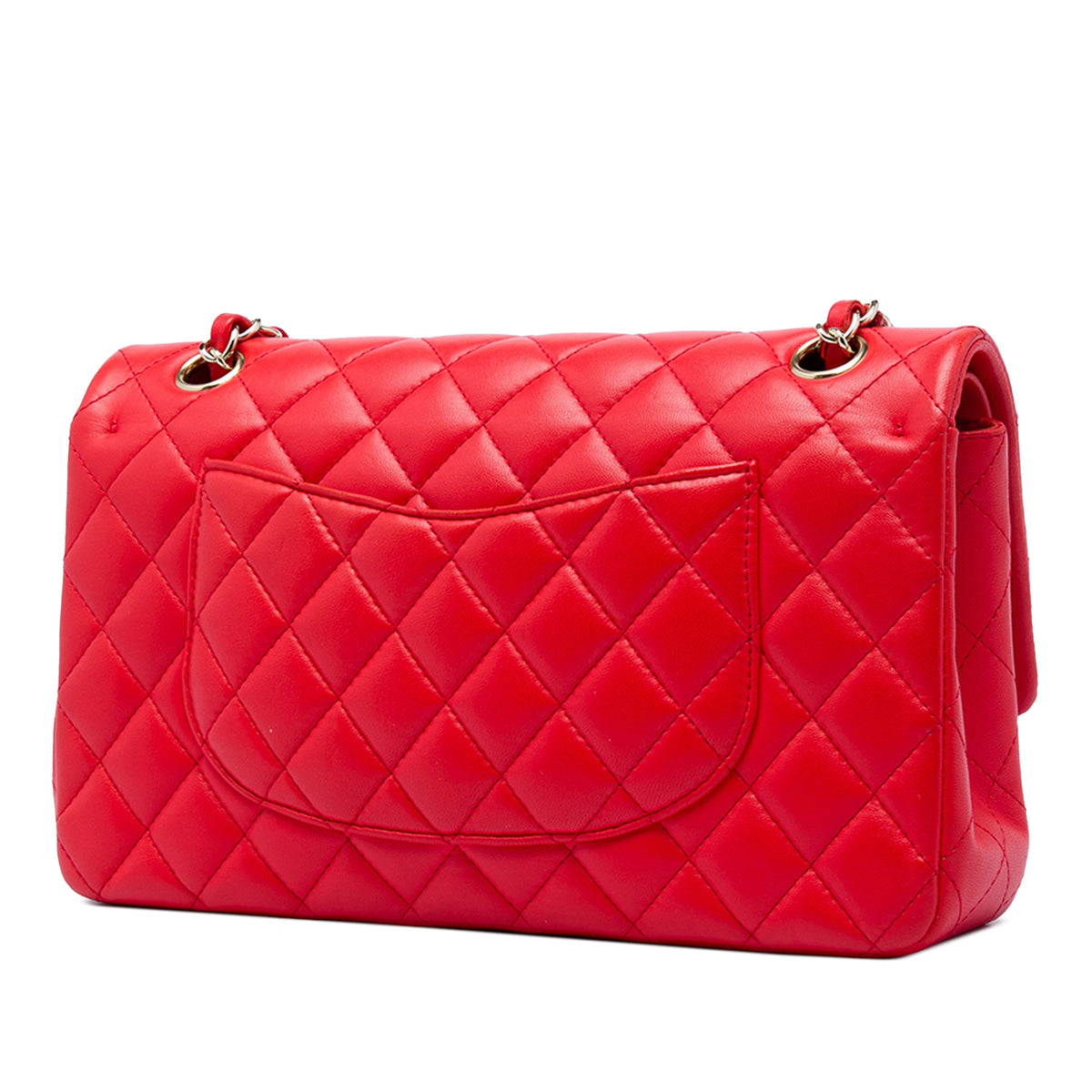 Chanel Medium Classic Lambskin Double Flap — Red