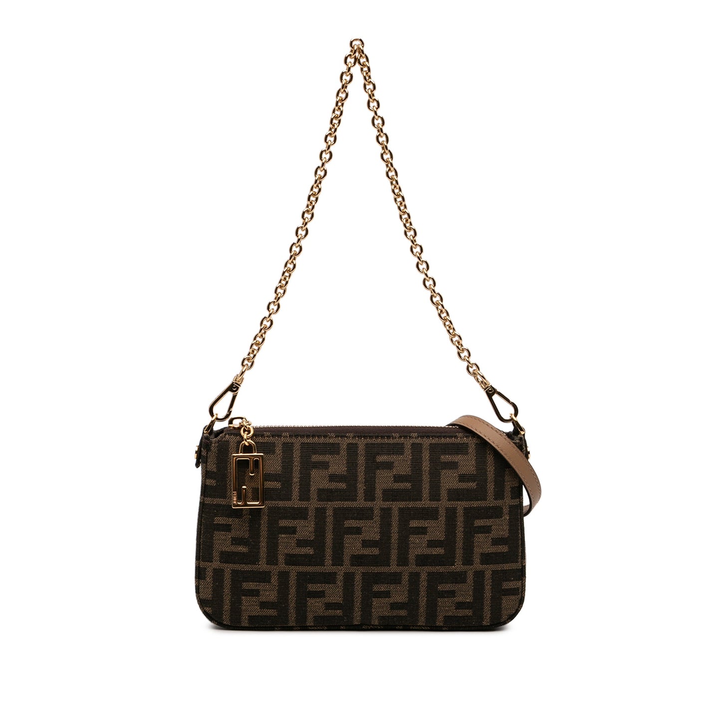 Fendi FF Jacquard Baguette Pouch Clutch with Chain